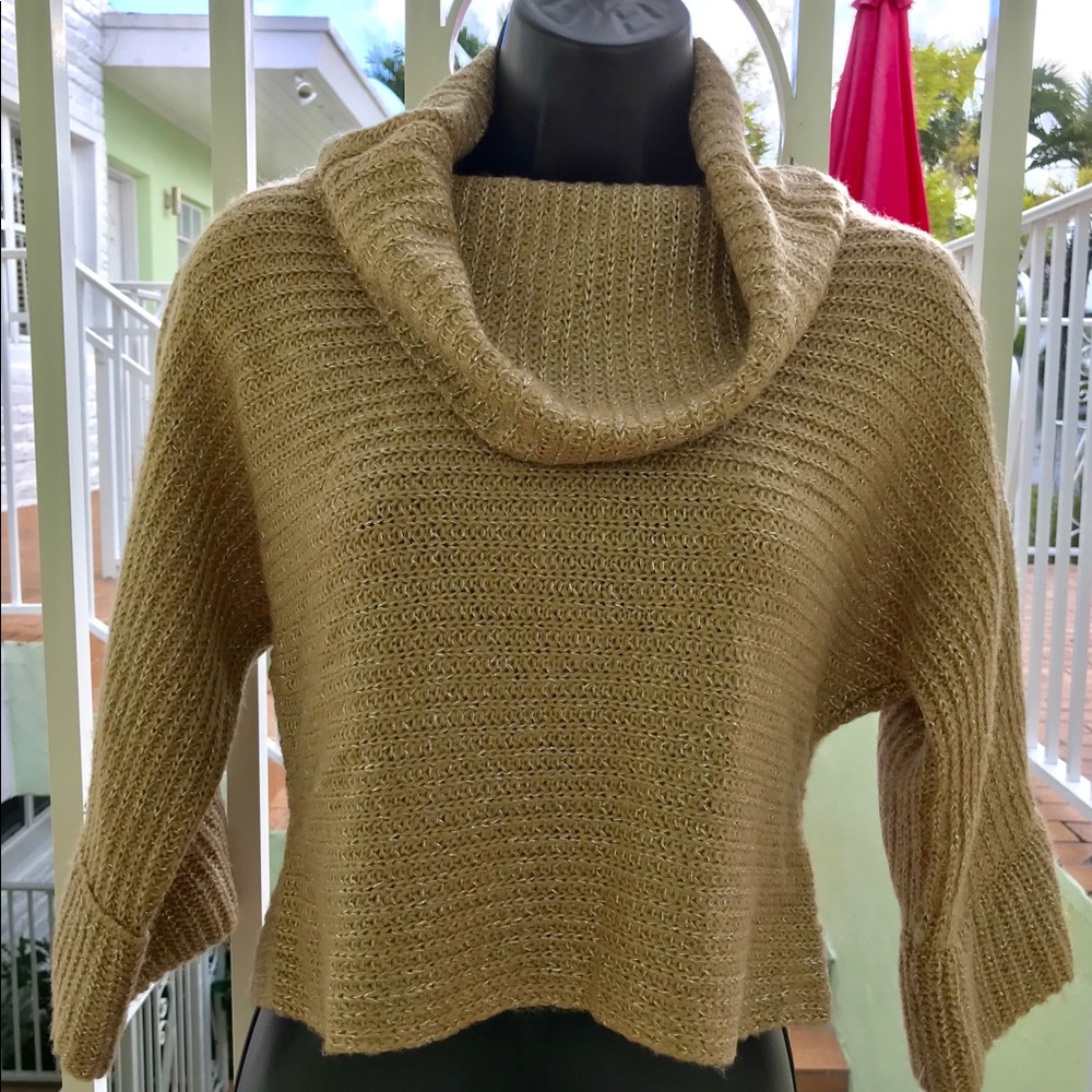 INC Cowl neck golden tan sweater